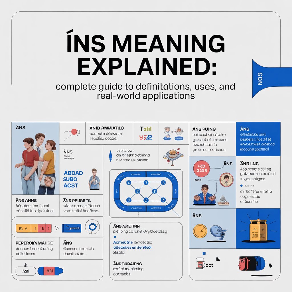 Infographic showing different meanings of İNS including aviation system, immigration agency, and human concept.