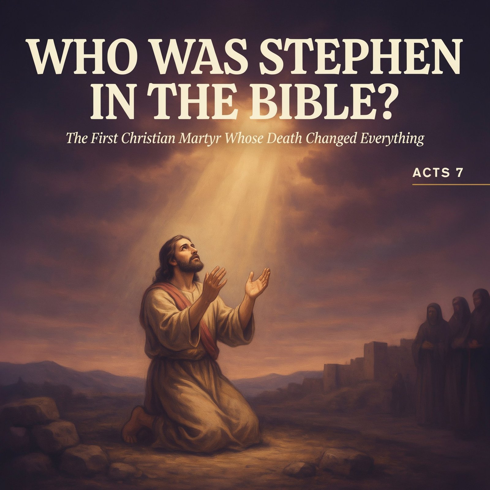 Stephen the first Christian martyr being stoned outside Jerusalem as recorded in Acts chapter 7 of the Bible